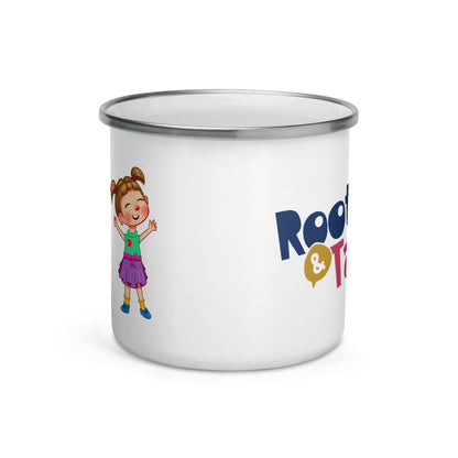 Ela Character Enamel Camp Mug, 12 oz, Roots & Talks - Front