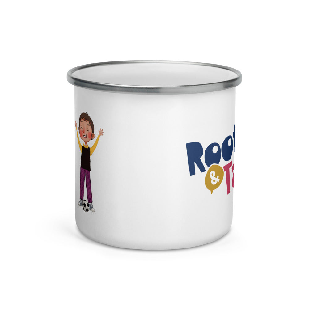 Gazi Character Enamel Camp Mug, 12 oz, Roots & Talks - Front