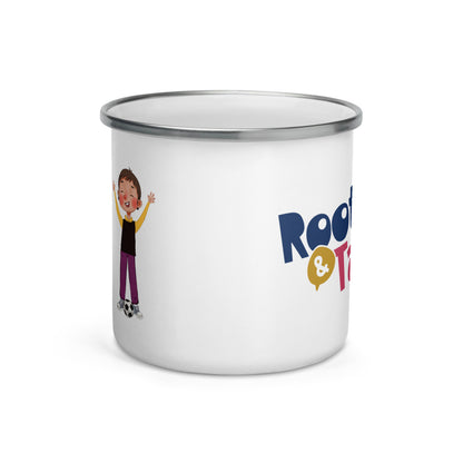 Gazi Character Enamel Camp Mug, 12 oz, Roots & Talks - Front