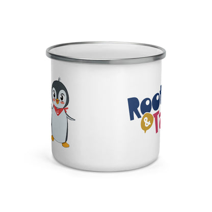 Pingucan Penguin Enamel Camp Mug, 12 oz, Roots & Talks - Front