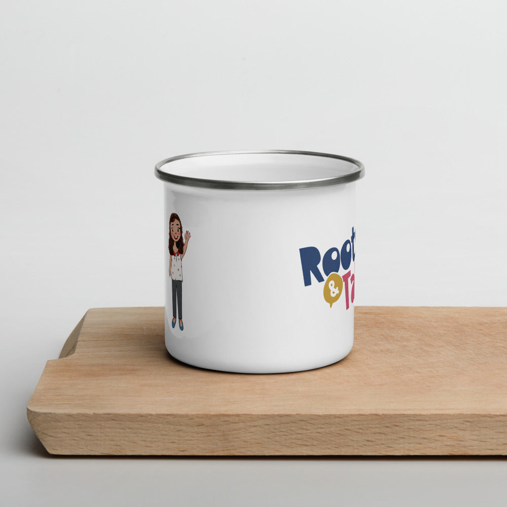 Defne Character Enamel Camp Mug, 12 oz, Roots & Talks - lifestyle photo 1