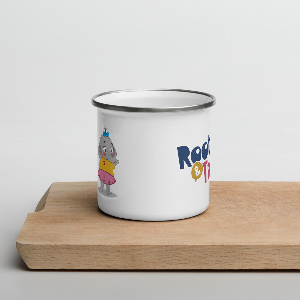 Filiz Elephant Enamel Camp Mug, 12 oz, Roots & Talks - lifestyle photo 1