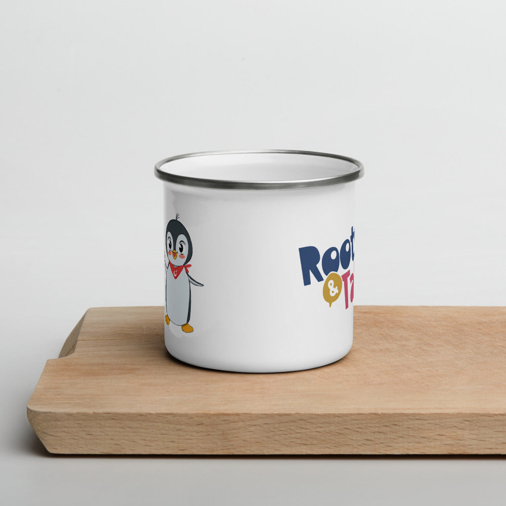 Pingucan Penguin Enamel Camp Mug, 12 oz, Roots & Talks - lifestyle photo 1