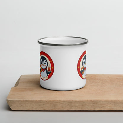 Simit and Tea Badge Enamel Camp Mug, 12 oz, Roots & Talks - lifestyle photo 1