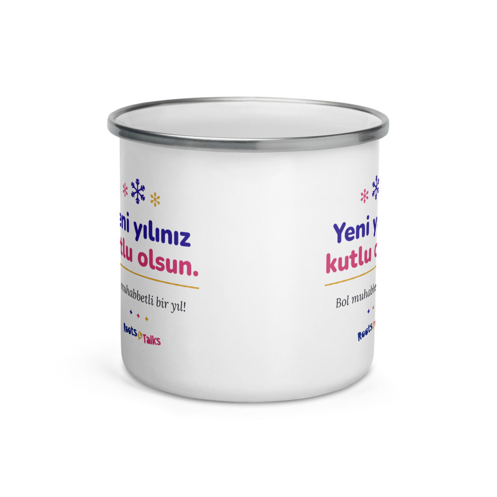 Yeni Yılınız Kutlu Olsun Enamel Camp Mug, 12 oz, Roots & Talks - Front