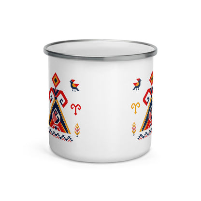 Elibelinde Enamel Camp Mug, 12 oz, Roots & Talks - Front