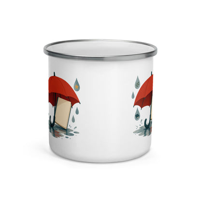 Word Umbrella Enamel Camp Mug, 12 oz, Roots & Talks - Front