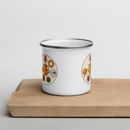 Turkish Breakfast Table Enamel Camp Mug, 12 oz, Roots & Talks - lifestyle photo 1