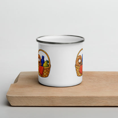 Picnic Basket Enamel Camp Mug, 12 oz, Roots & Talks - lifestyle photo 1