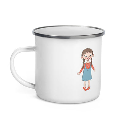 Eylül Character Enamel Camp Mug, 12 oz, Roots & Talks - Left