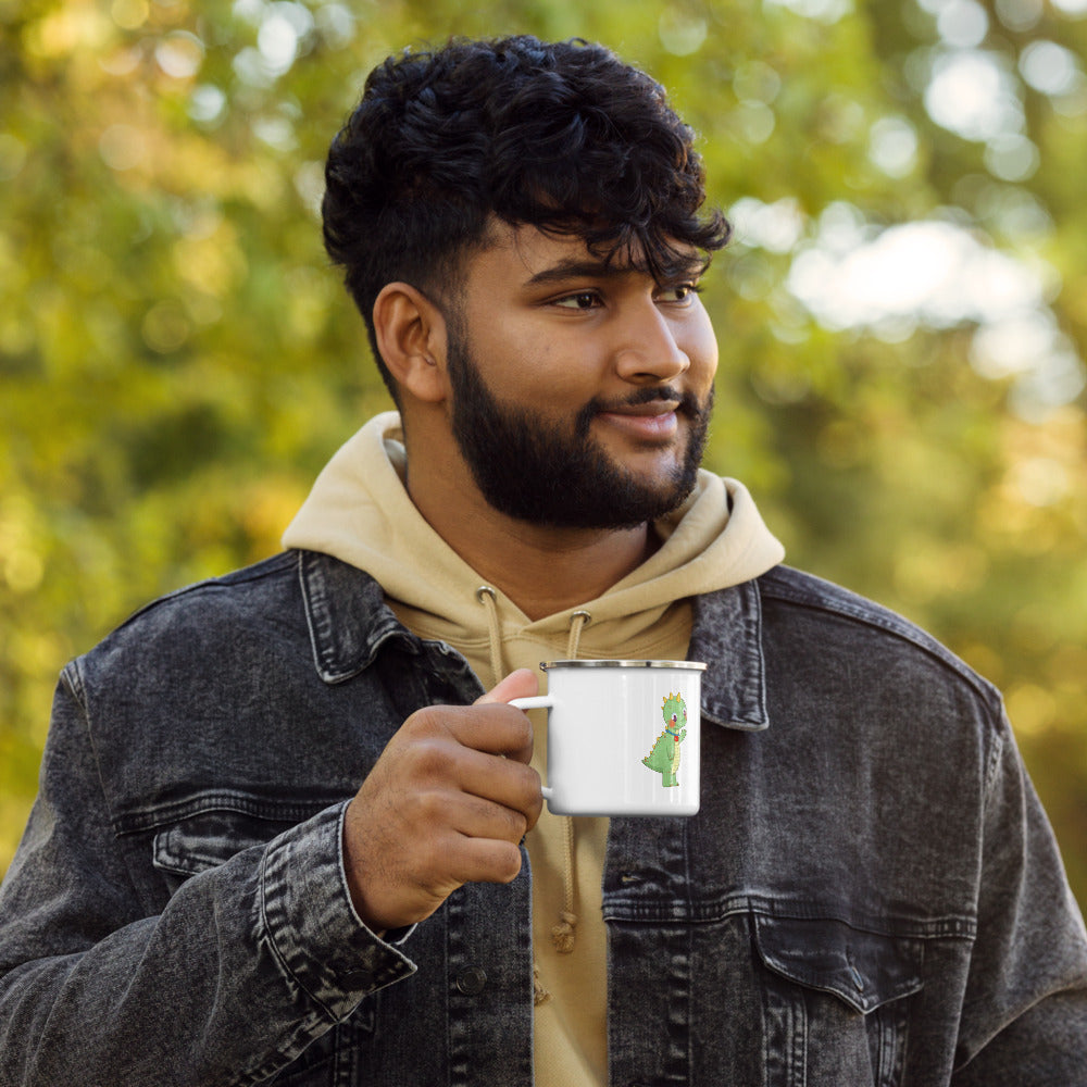 Dino Dinosaur Enamel Camp Mug, 12 oz, Roots & Talks - lifestyle photo 2