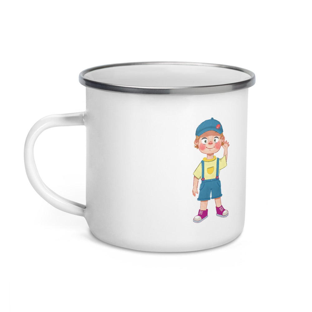 Giray Character Enamel Camp Mug, 12 oz, Roots & Talks - Left