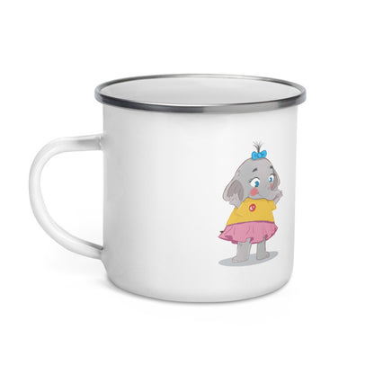 Filiz Elephant Enamel Camp Mug, 12 oz, Roots & Talks - Left