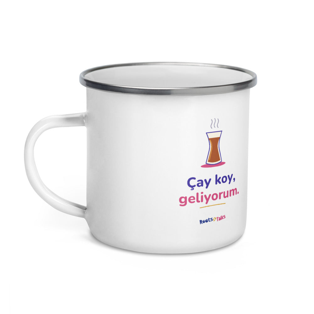 Çay Koy, Geliyorum Enamel Camp Mug, 12 oz, Roots & Talks - Left