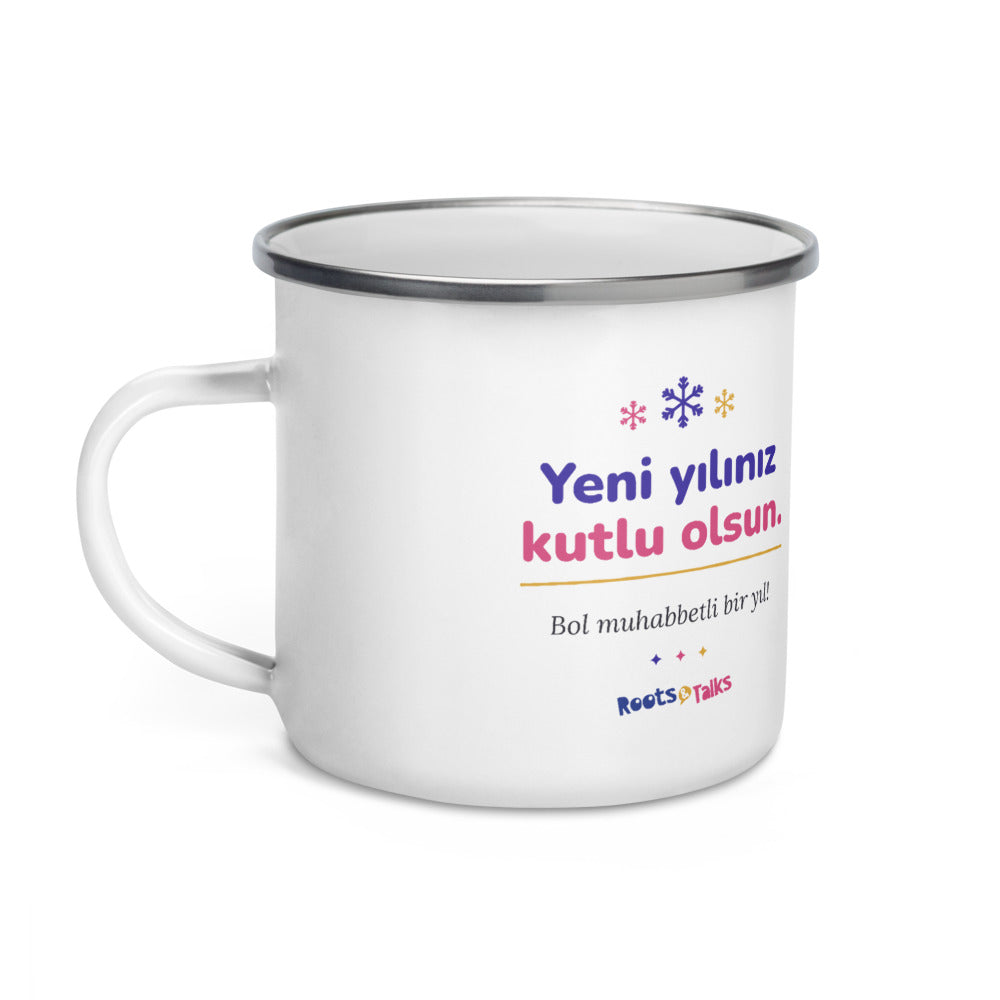 Yeni Yılınız Kutlu Olsun Enamel Camp Mug, 12 oz, Roots & Talks - Left