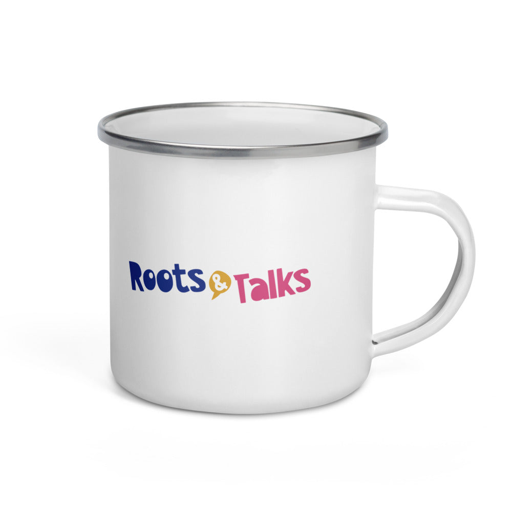 Dino Dinosaur Enamel Camp Mug, 12 oz, Roots & Talks - product photo