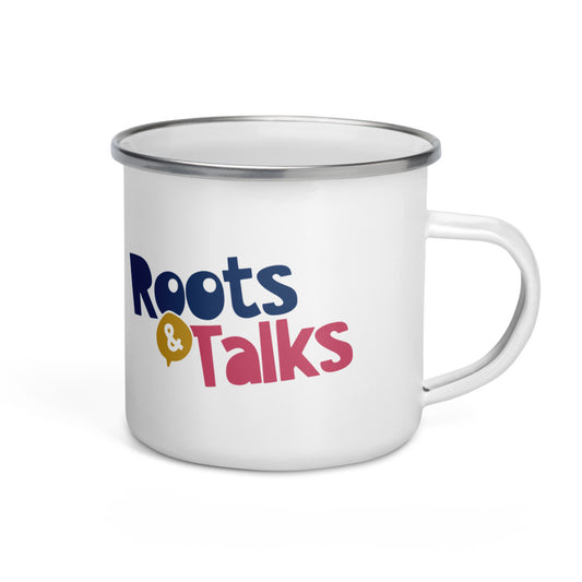 Dino Dinosaur Enamel Camp Mug, 12 oz, Roots & Talks - product photo
