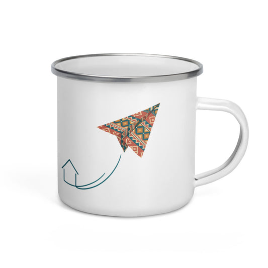 Kilim Flight Enamel Camp Mug, 12 oz, Roots & Talks - product photo