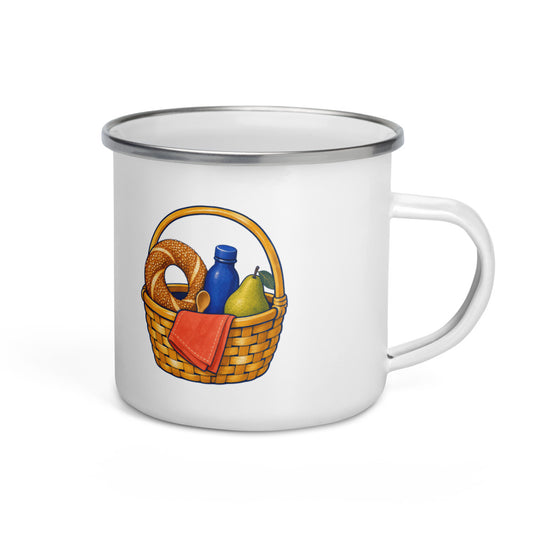 Picnic Basket Enamel Camp Mug, 12 oz, Roots & Talks - product photo