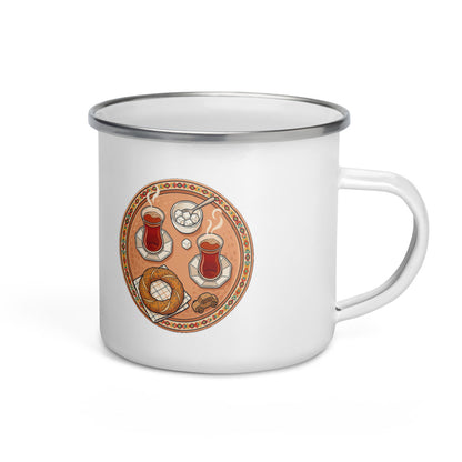 Room on Our Tray Enamel Camp Mug, 12 oz, Roots & Talks - product photo