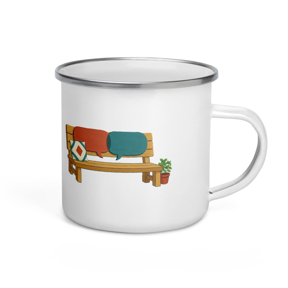 Room for One More Word Enamel Camp Mug, 12 oz, Roots & Talks - product photo