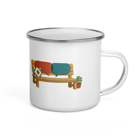 Room for One More Word Enamel Camp Mug, 12 oz, Roots & Talks - product photo