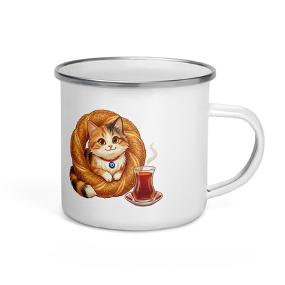 Susam the Simit Kitten Enamel Camp Mug, 12 oz, Roots & Talks - product photo
