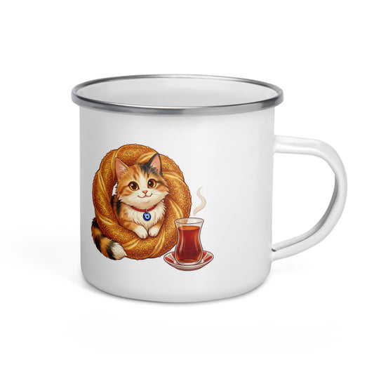 Susam the Simit Kitten Enamel Camp Mug, 12 oz, Roots & Talks - product photo