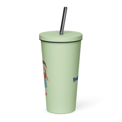 Eylül Character Insulated Tumbler with Straw, 20 oz, Roots & Talks - Mint