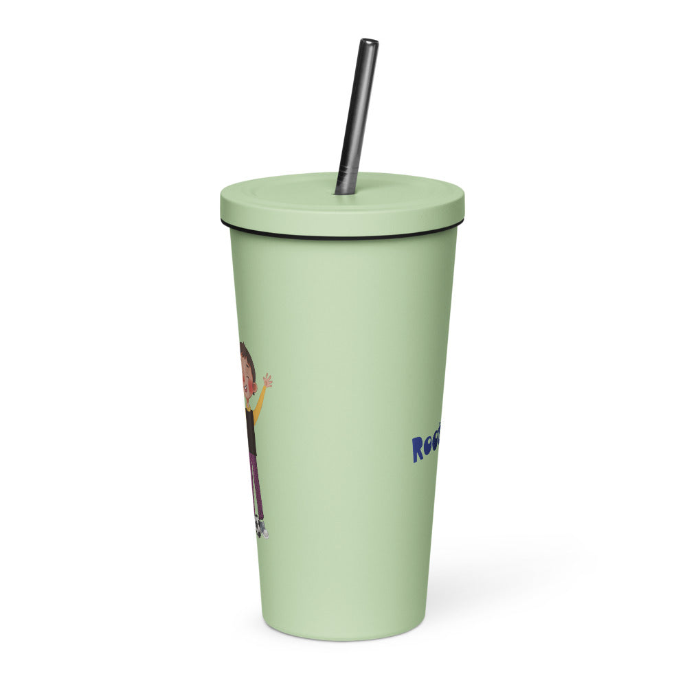 Gazi Character Insulated Tumbler with Straw, 20 oz, Roots & Talks - Mint