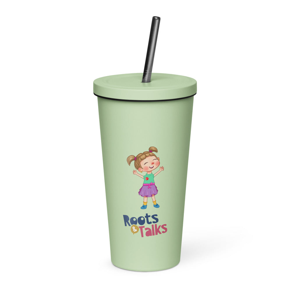 Ela Character Insulated Tumbler with Straw, 20 oz, Roots & Talks - Mint