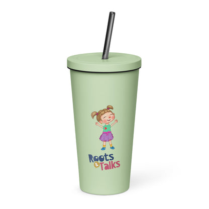 Ela Character Insulated Tumbler with Straw, 20 oz, Roots & Talks - Mint