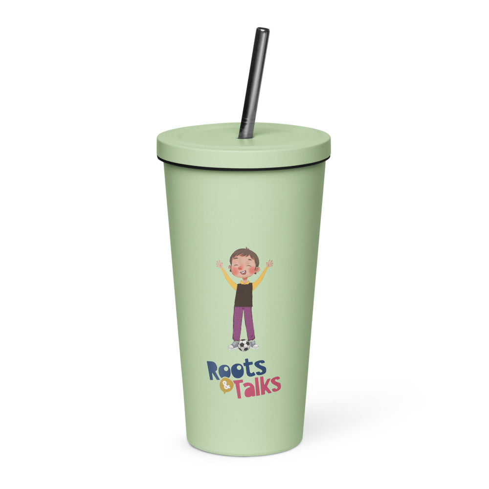 Gazi Character Insulated Tumbler with Straw, 20 oz, Roots & Talks - Mint
