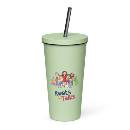 All the Characters Together Insulated Tumbler with Straw, 20 oz, Roots & Talks - Mint