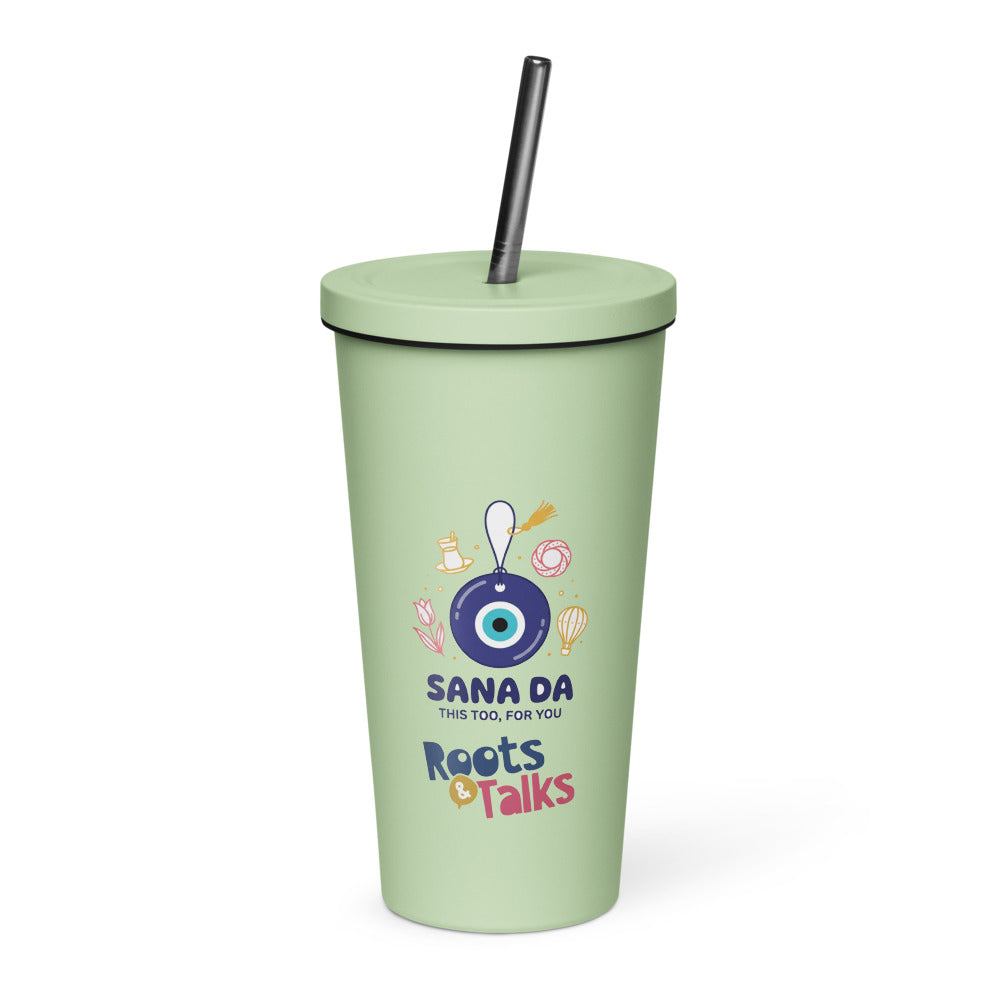 Sana Da Insulated Tumbler with Straw, 20 oz, Roots & Talks - Mint