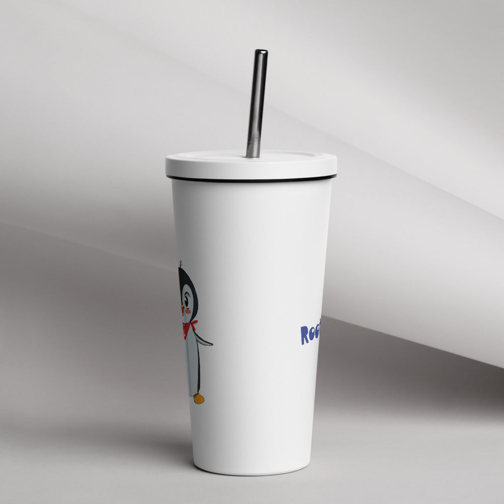 Pingucan Penguin Insulated Tumbler with Straw, 20 oz, Roots & Talks - lifestyle photo 1