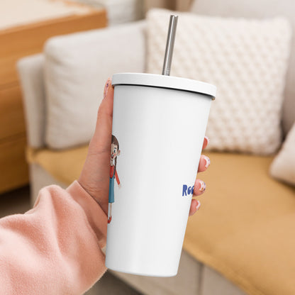 Eylül Character Insulated Tumbler with Straw, 20 oz, Roots & Talks - lifestyle photo 2
