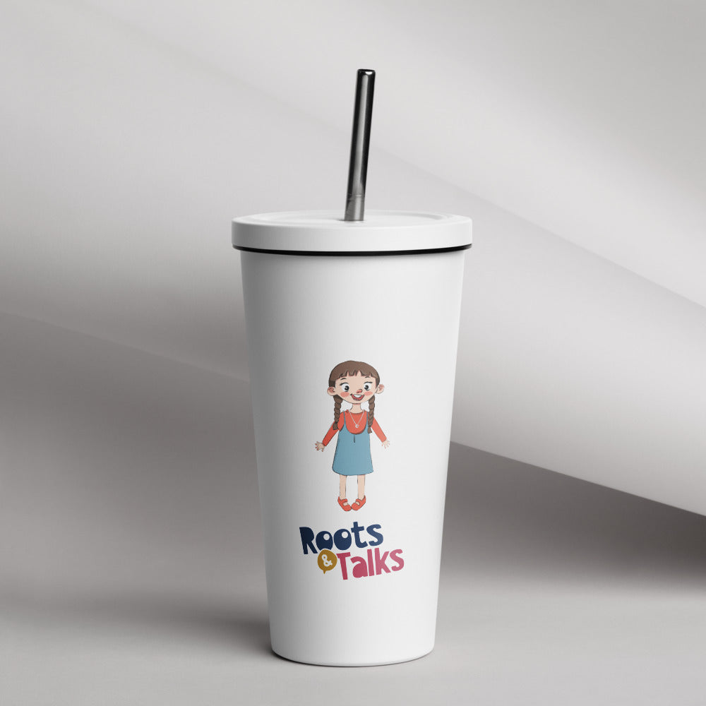 Eylül Character Insulated Tumbler with Straw, 20 oz, Roots & Talks - lifestyle photo 1