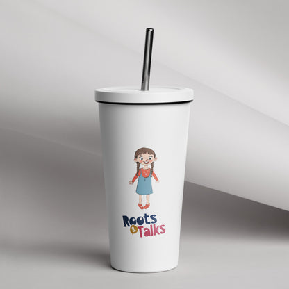 Eylül Character Insulated Tumbler with Straw, 20 oz, Roots & Talks - lifestyle photo 1