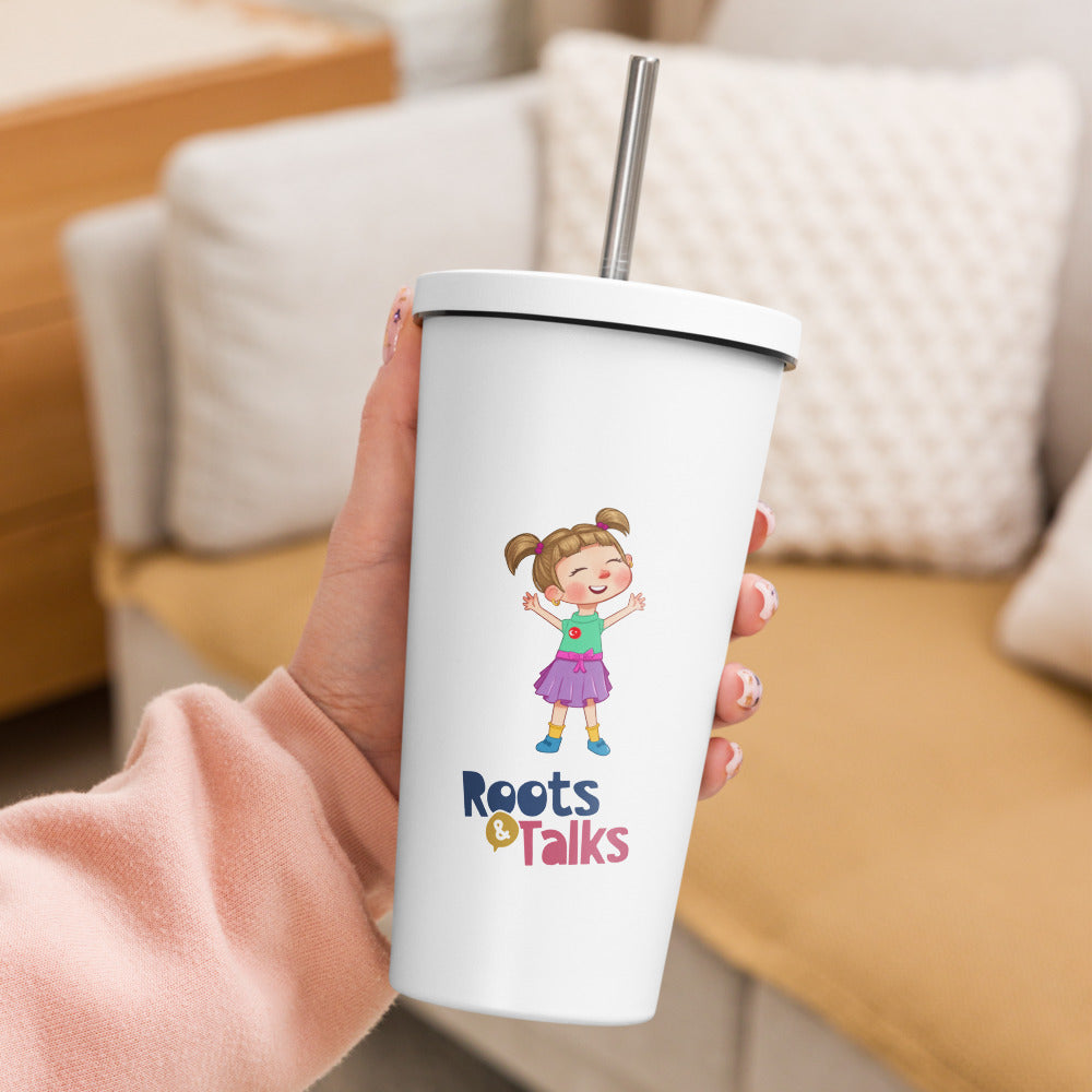 Ela Character Insulated Tumbler with Straw, 20 oz, Roots & Talks - lifestyle photo 2