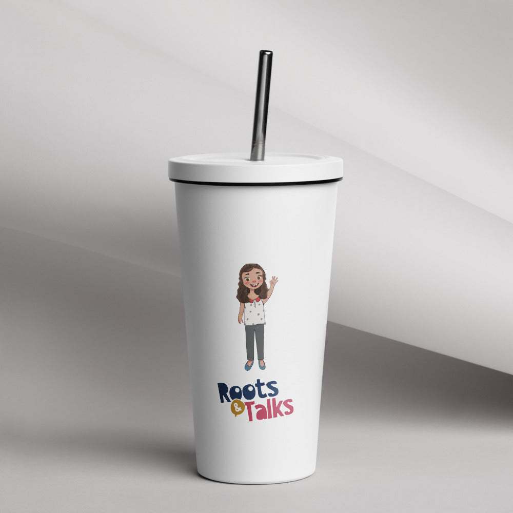 Defne Character Insulated Tumbler with Straw, 20 oz, Roots & Talks - lifestyle photo 1