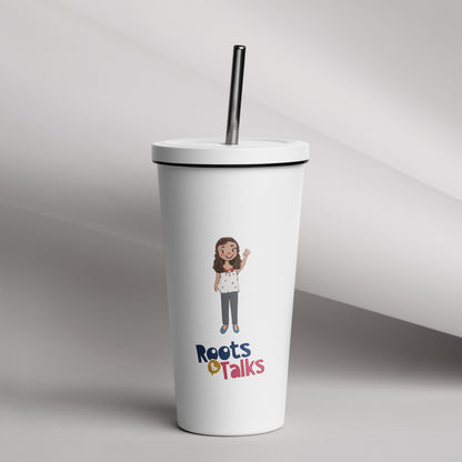 Defne Character Insulated Tumbler with Straw, 20 oz, Roots & Talks - lifestyle photo 1