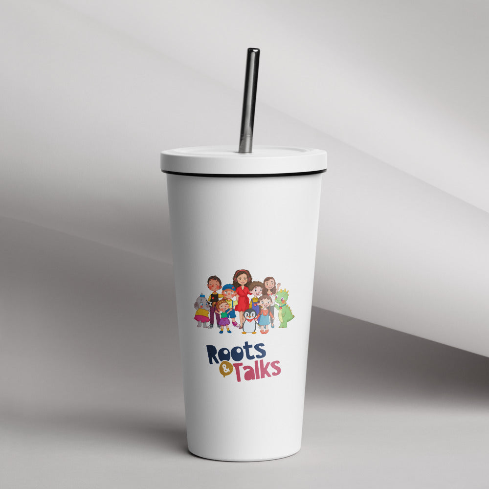 All the Characters Together Insulated Tumbler with Straw, 20 oz, Roots & Talks - lifestyle photo 1