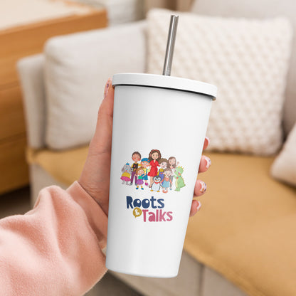 All the Characters Together Insulated Tumbler with Straw, 20 oz, Roots & Talks - lifestyle photo 2