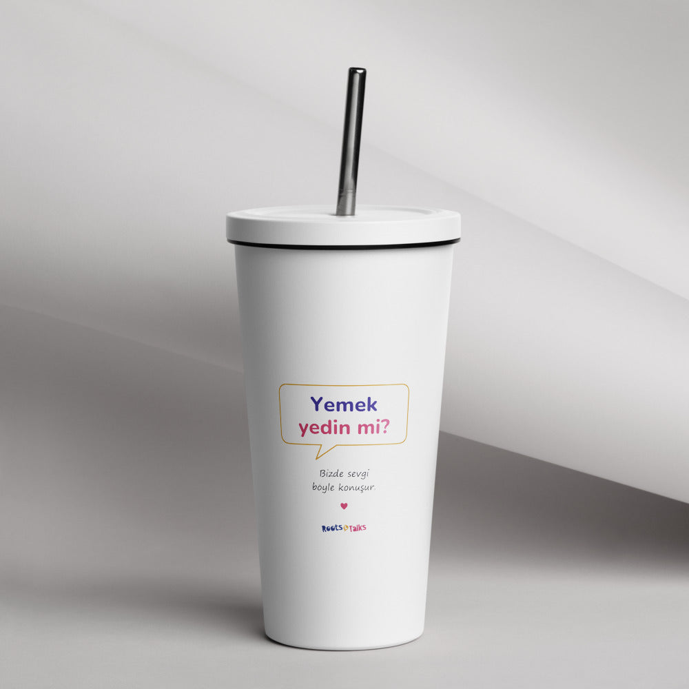 Yemek Yedin Mi? Insulated Tumbler with Straw, 20 oz, Roots & Talks - lifestyle photo 1