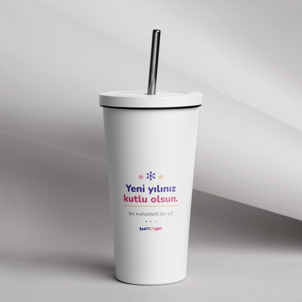 Yeni Yılınız Kutlu Olsun Insulated Tumbler with Straw, 20 oz, Roots & Talks - lifestyle photo 1