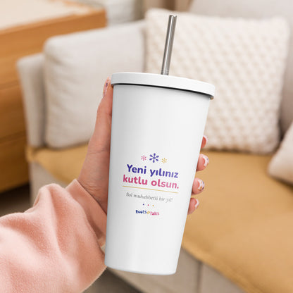 Yeni Yılınız Kutlu Olsun Insulated Tumbler with Straw, 20 oz, Roots & Talks - lifestyle photo 2