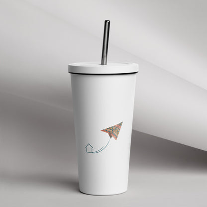 Kilim Flight Insulated Tumbler with Straw, 20 oz, Roots & Talks - lifestyle photo 1