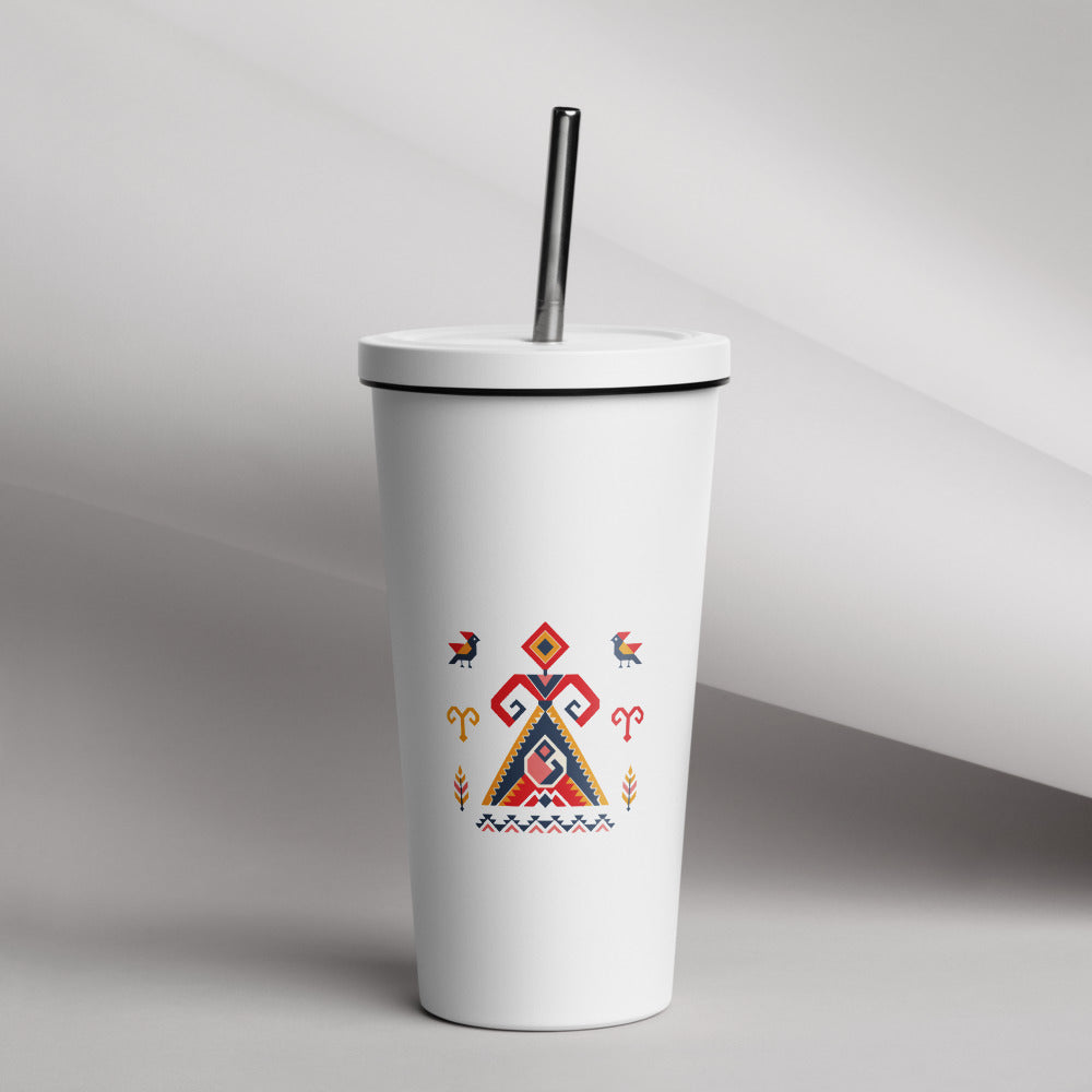 Elibelinde Insulated Tumbler with Straw, 20 oz, Roots & Talks - lifestyle photo 1
