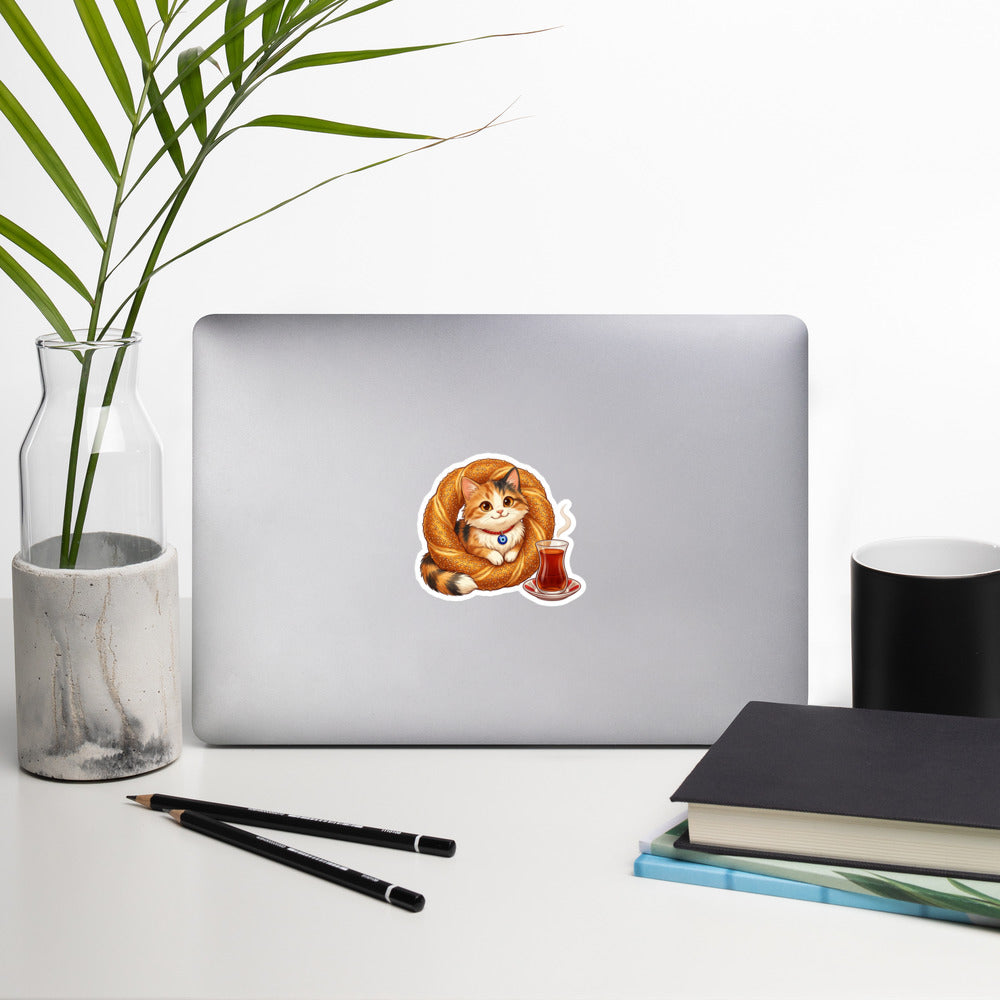 Susam the Simit Kitten Kiss-Cut Sticker, Roots & Talks - lifestyle photo 1